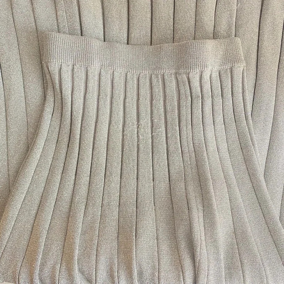 Wilfred  Knit Metallic Silver Pleated Midi Skirt XXS - Picture 4 of 6